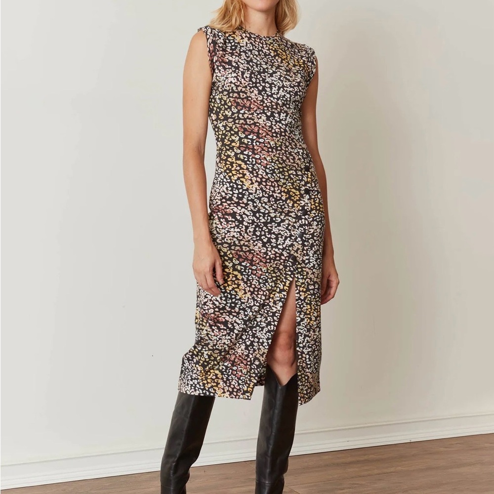 Grey State Midi Dress with Front Slit